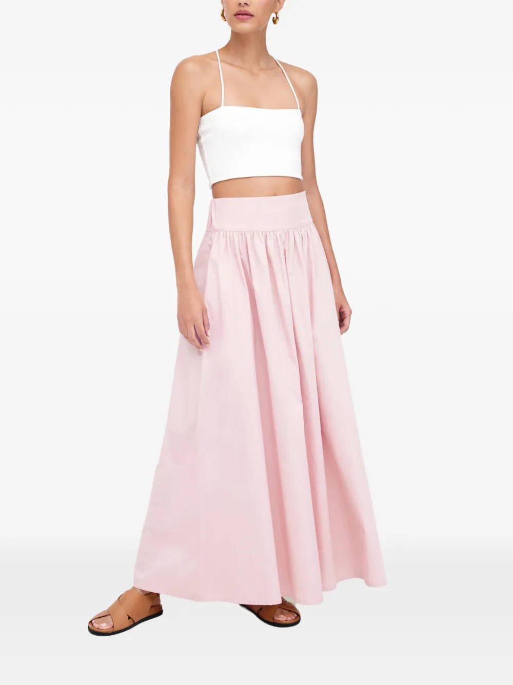 Marcella Raven maxi-rok met elastische tailleband Roze
