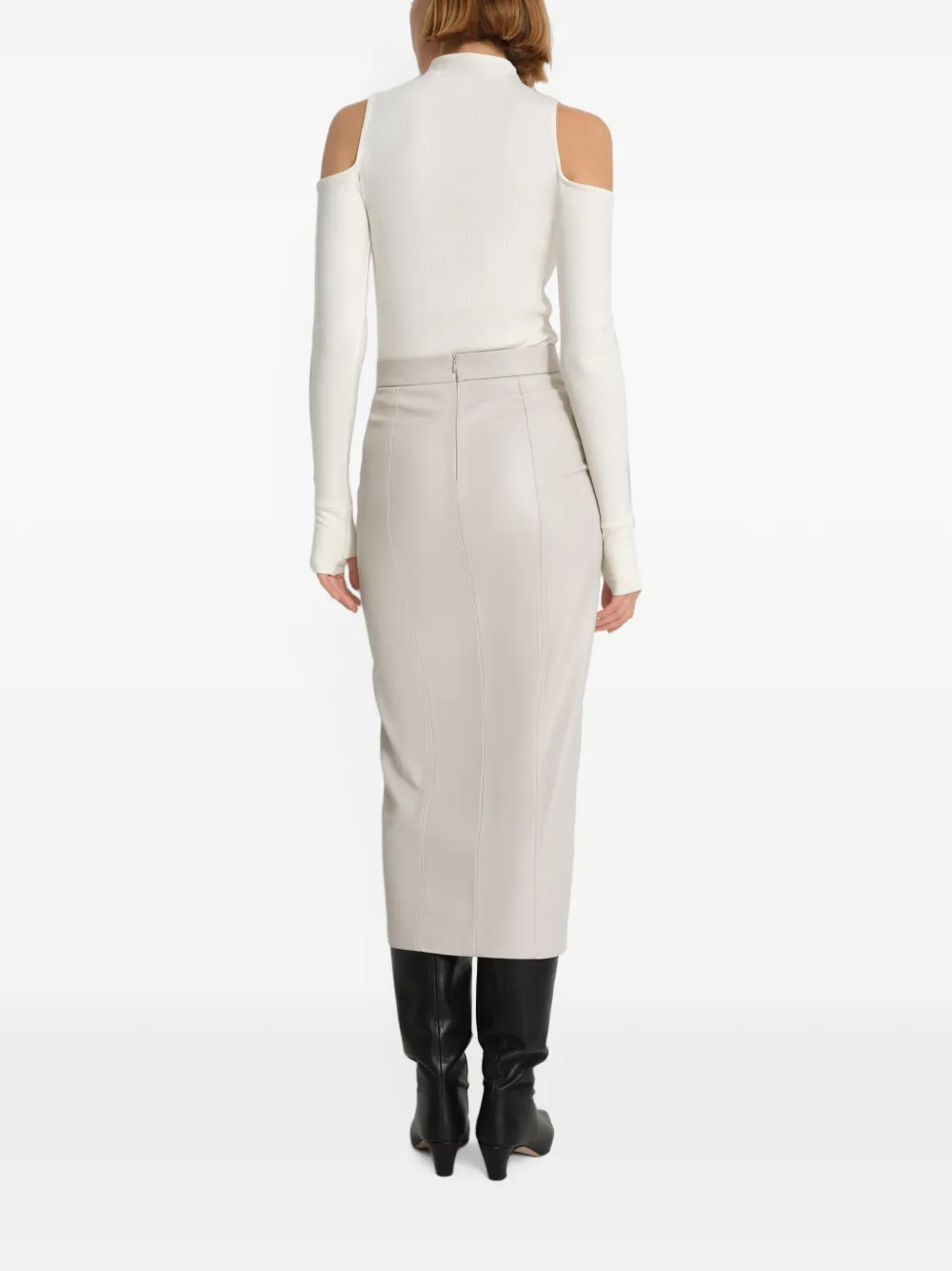 Marcella Nerida midi-kokerrok met split Beige