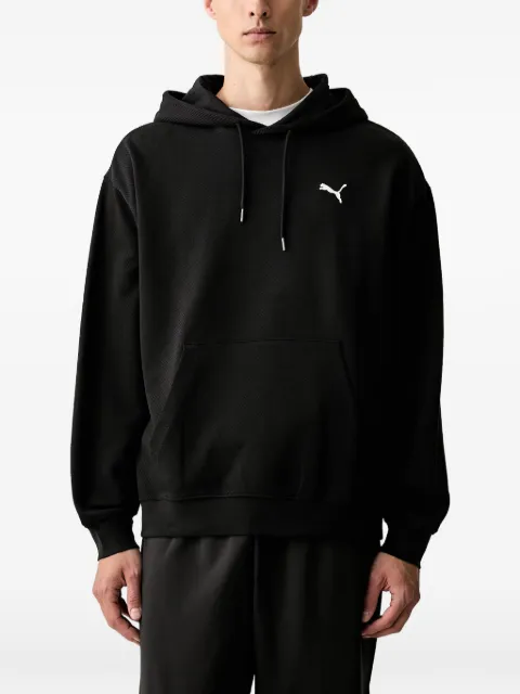 PUMA logo-print waffle-knit hoodie