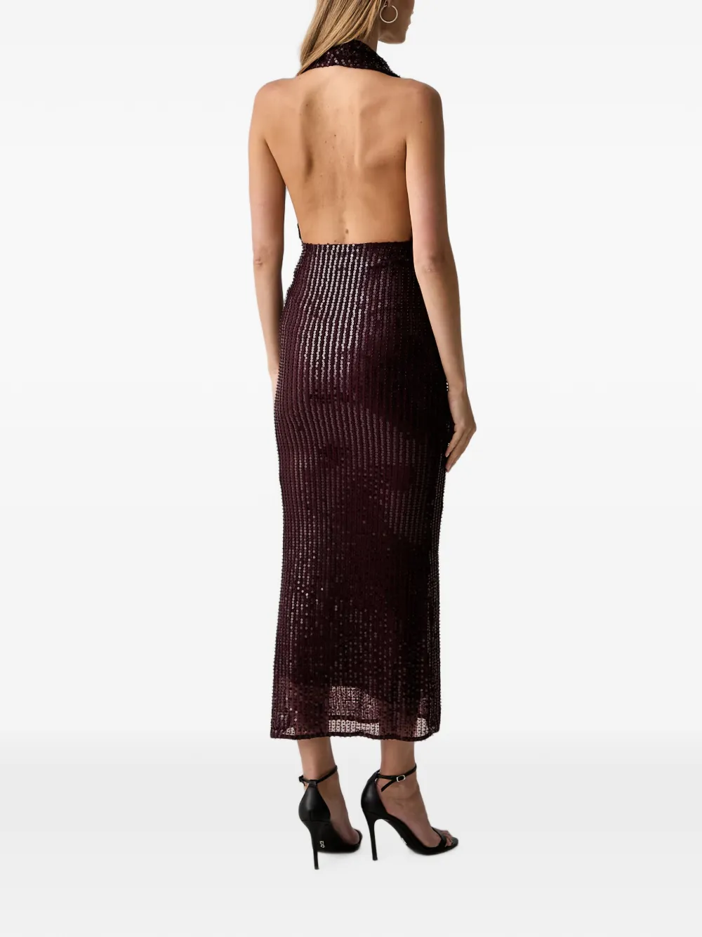 Bardot Nola midi-jurk met halternek en pailletten Paars