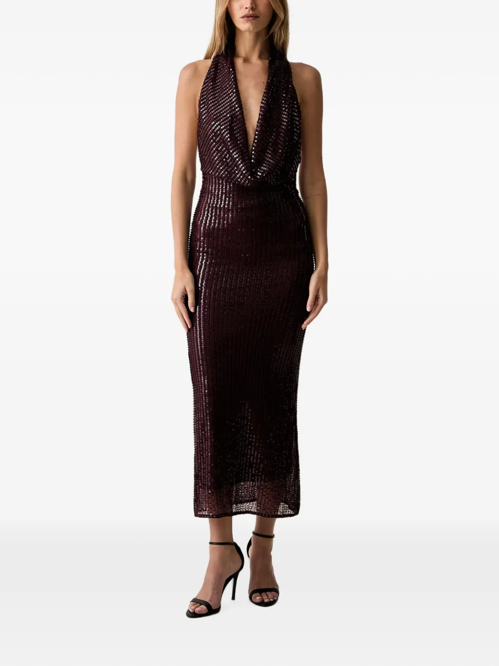 Bardot Nola sequin-embellished halterneck midi dress