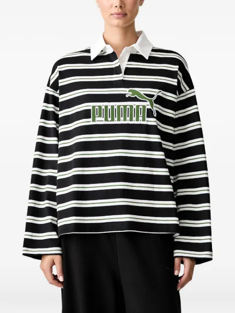 PUMA striped logo-embroidered polo shirt