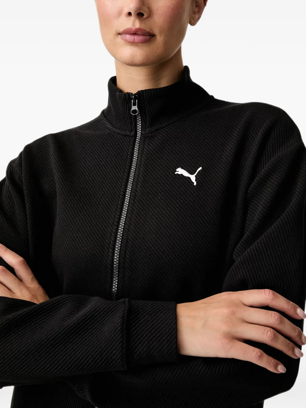 PUMA logo-patch zip-up tracksuit Zwart