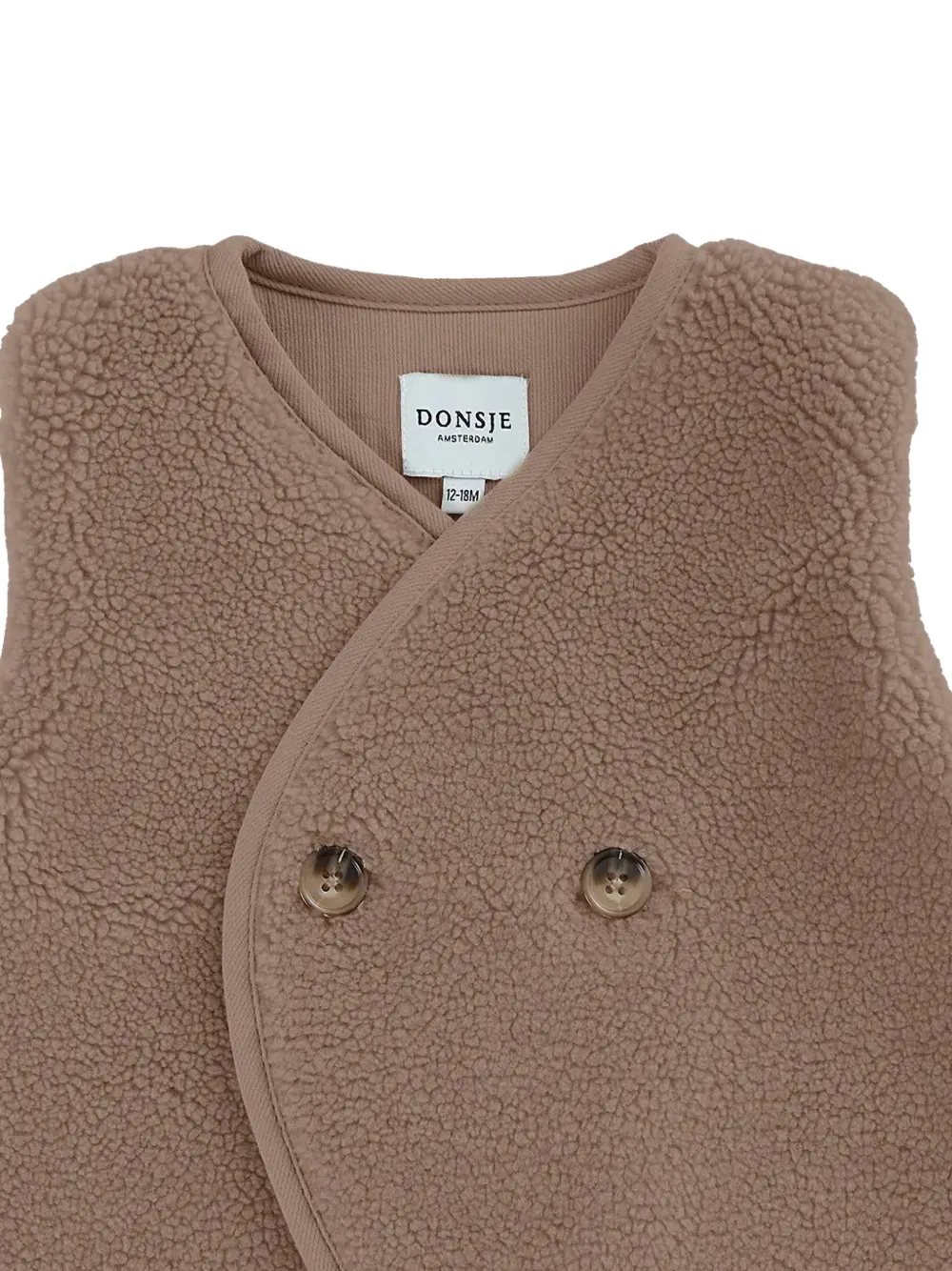 Donsje Monty faux-shearling double-breasted gilet Bruin