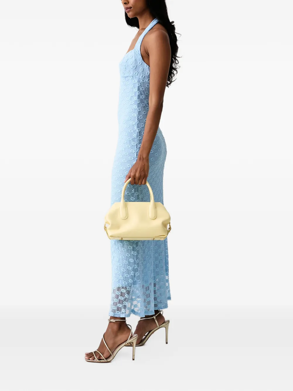 Bardot Mariko maxi-jurk met halternek en bloemenkant Blauw