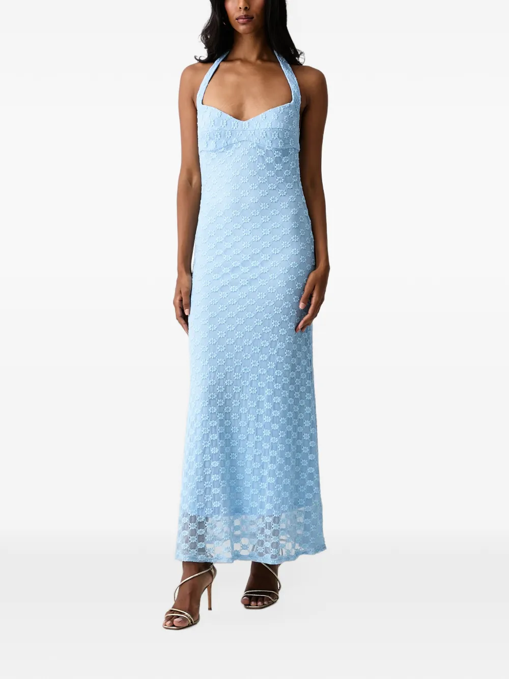Bardot Mariko floral-lace halterneck maxi dress - Bleu Bardot Mariko floral-lace halterneck maxi dress - Bleu
