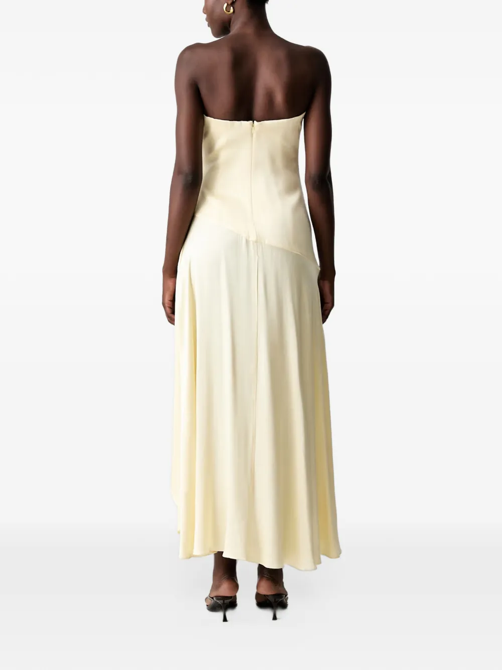 Bardot Lorenza strapless midi-jurk met ruches Beige