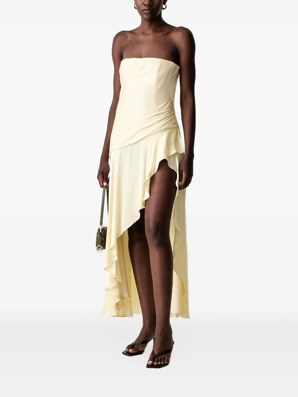 Bardot Lorenza strapless ruffled midi dress - Tons neutres Bardot Lorenza strapless ruffled midi dress - Tons neutres