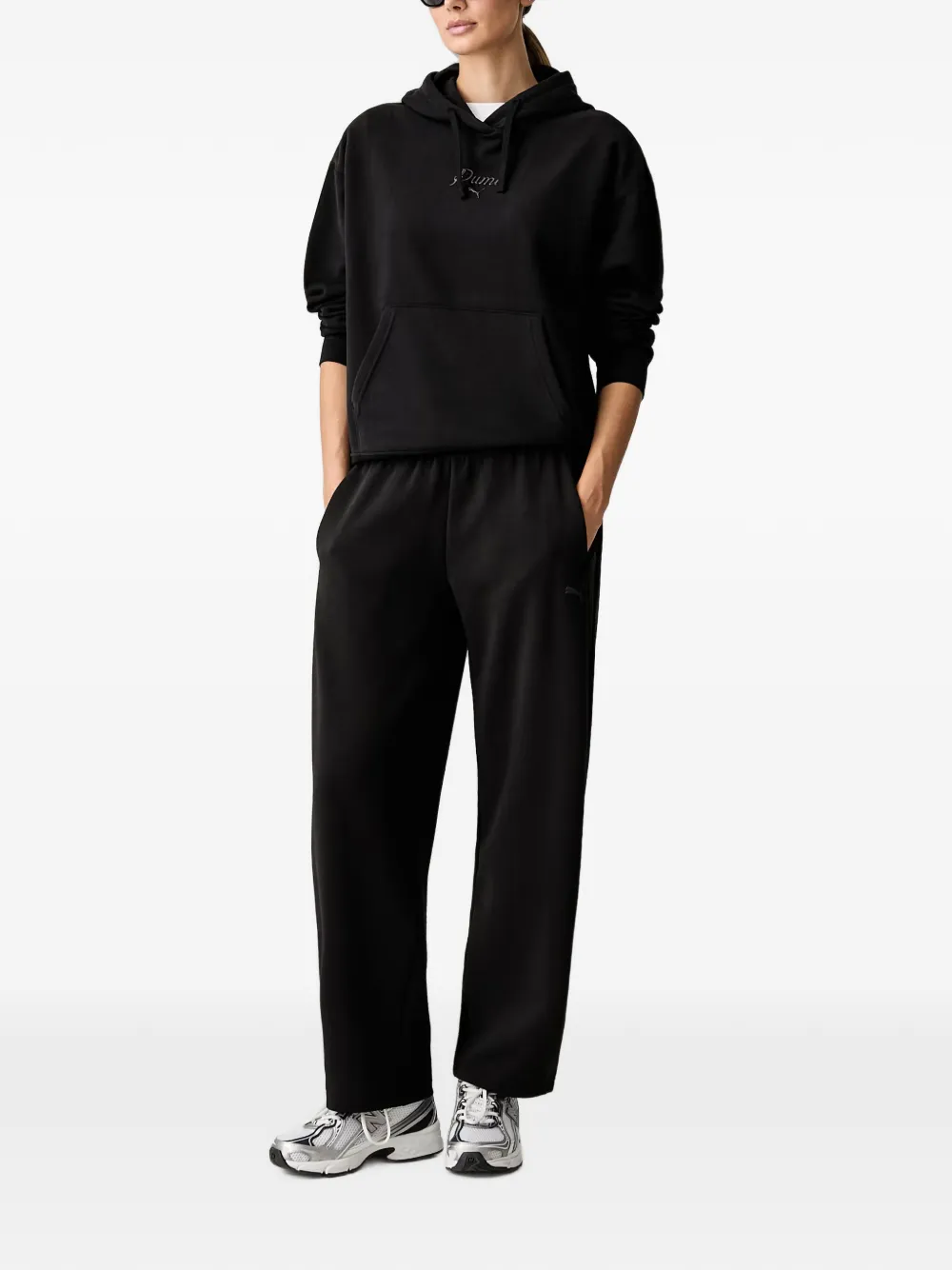 PUMA Trainingsbroek met geborduurd logo Zwart