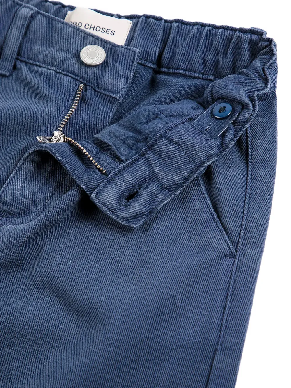 Bobo Choses Mr. Footish broek met knie-patch en grafische print Blauw