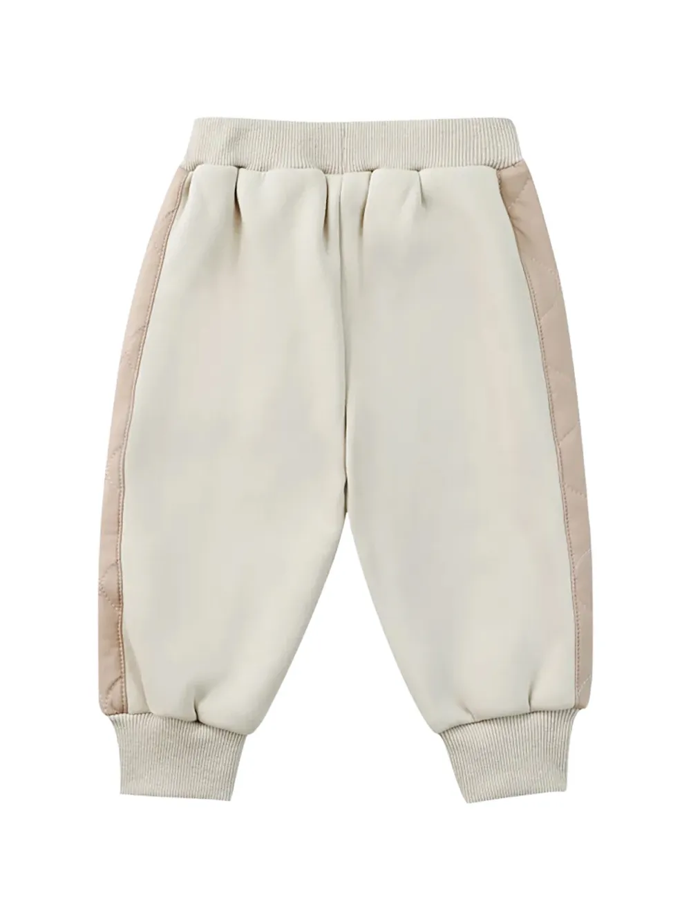 Donsje Noorien trainingsbroek met gewatteerd vlak en geribbelde afwerking Beige