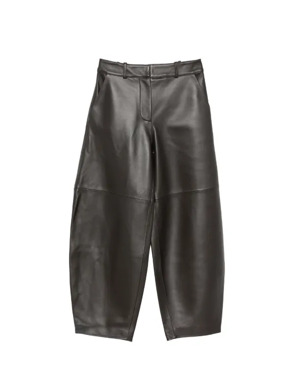 Co Wide-leg Leather Trousers in Brown