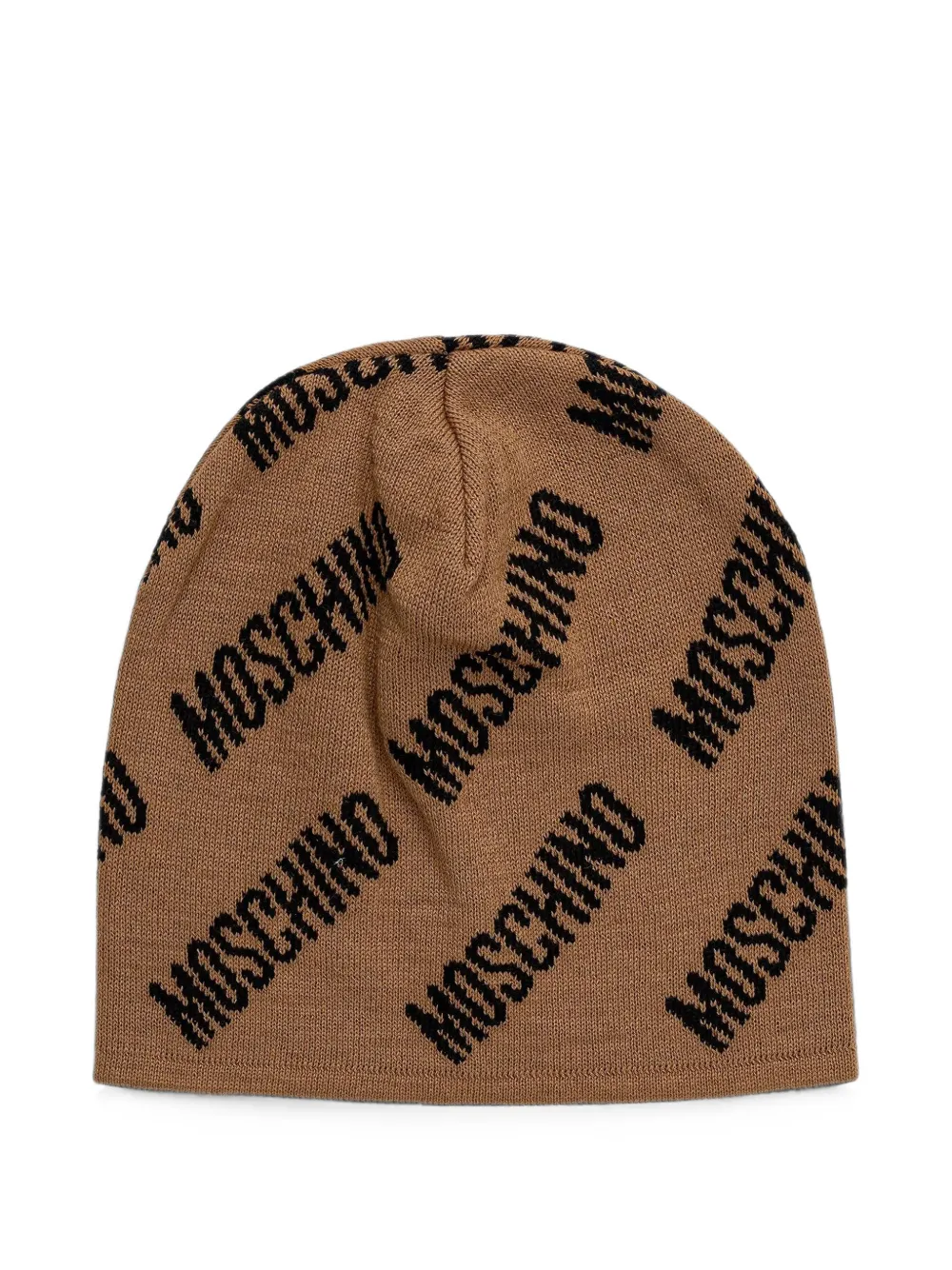 Moschino logo-print beanie hat - Marrone