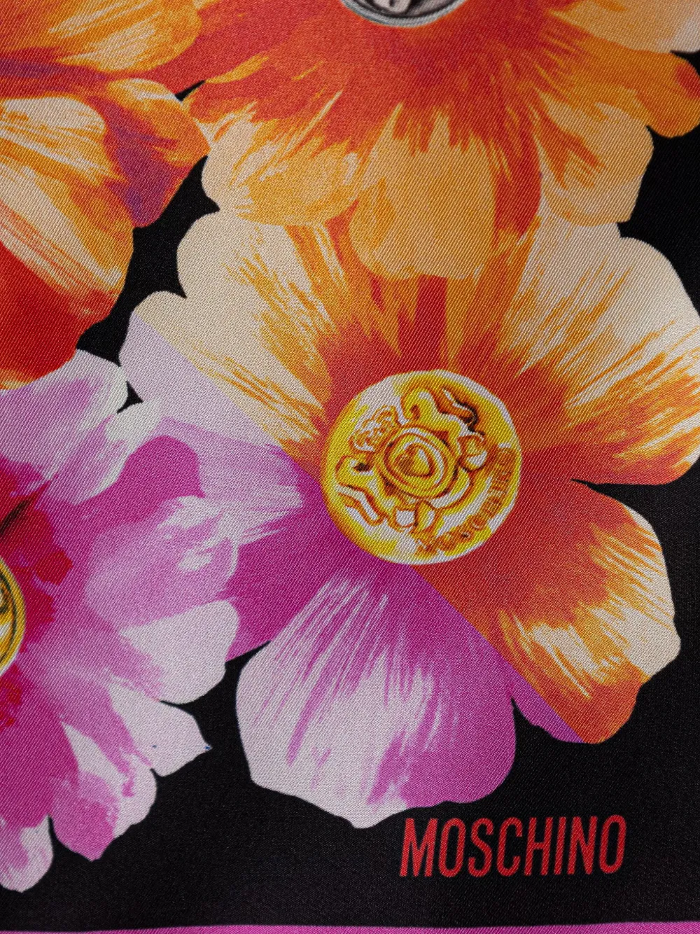 Moschino Sjaal met bloemenprint en knooppatroon Zwart