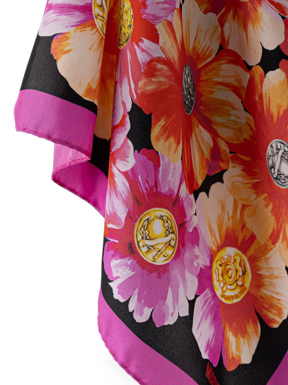 Moschino Sjaal met bloemenprint en knooppatroon Zwart