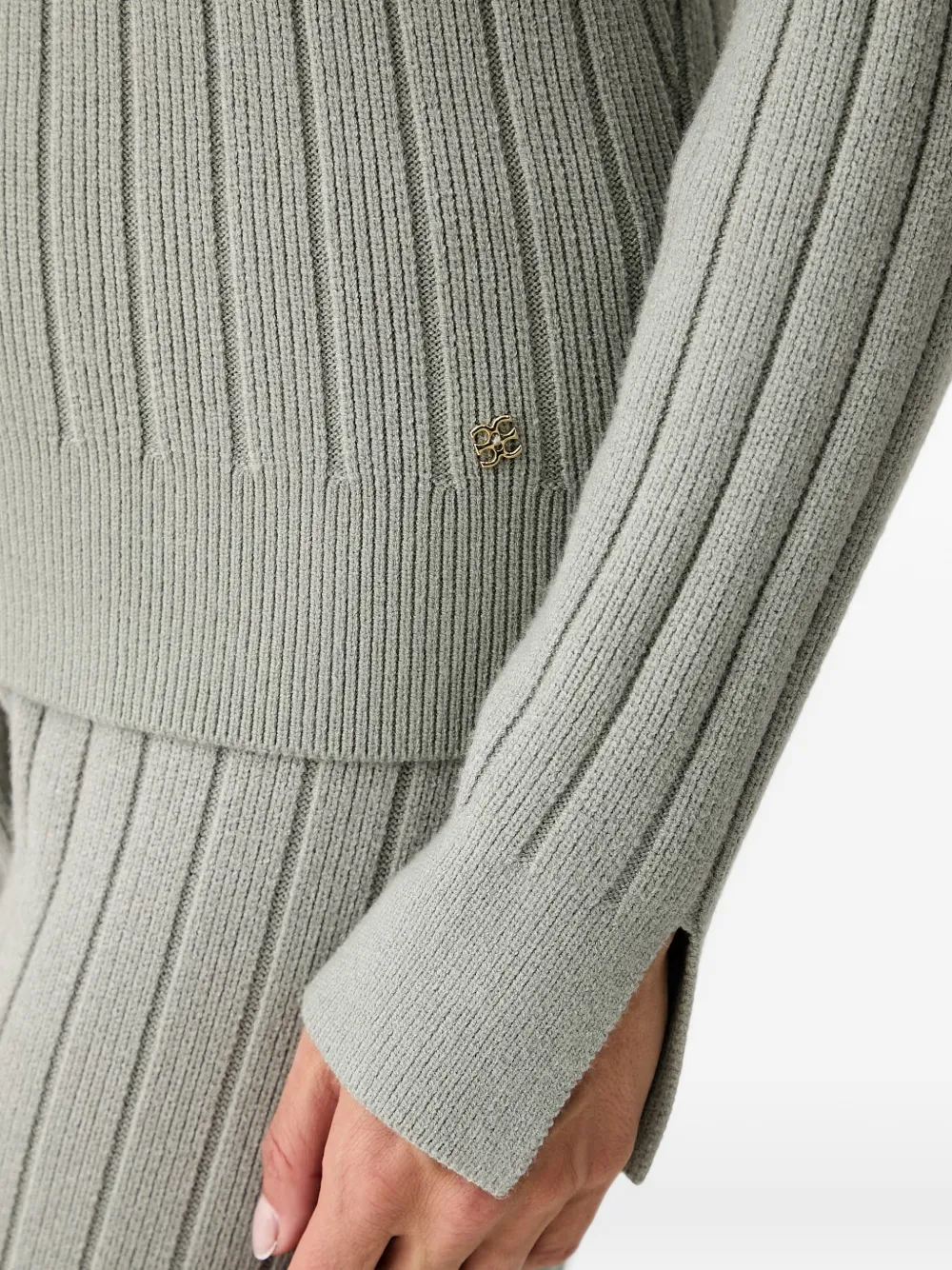 Chantelle Ribgebreide hoodie Groen