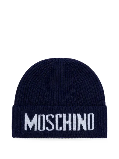 Moschino logo-embellishment ribbed-knit beanie hat