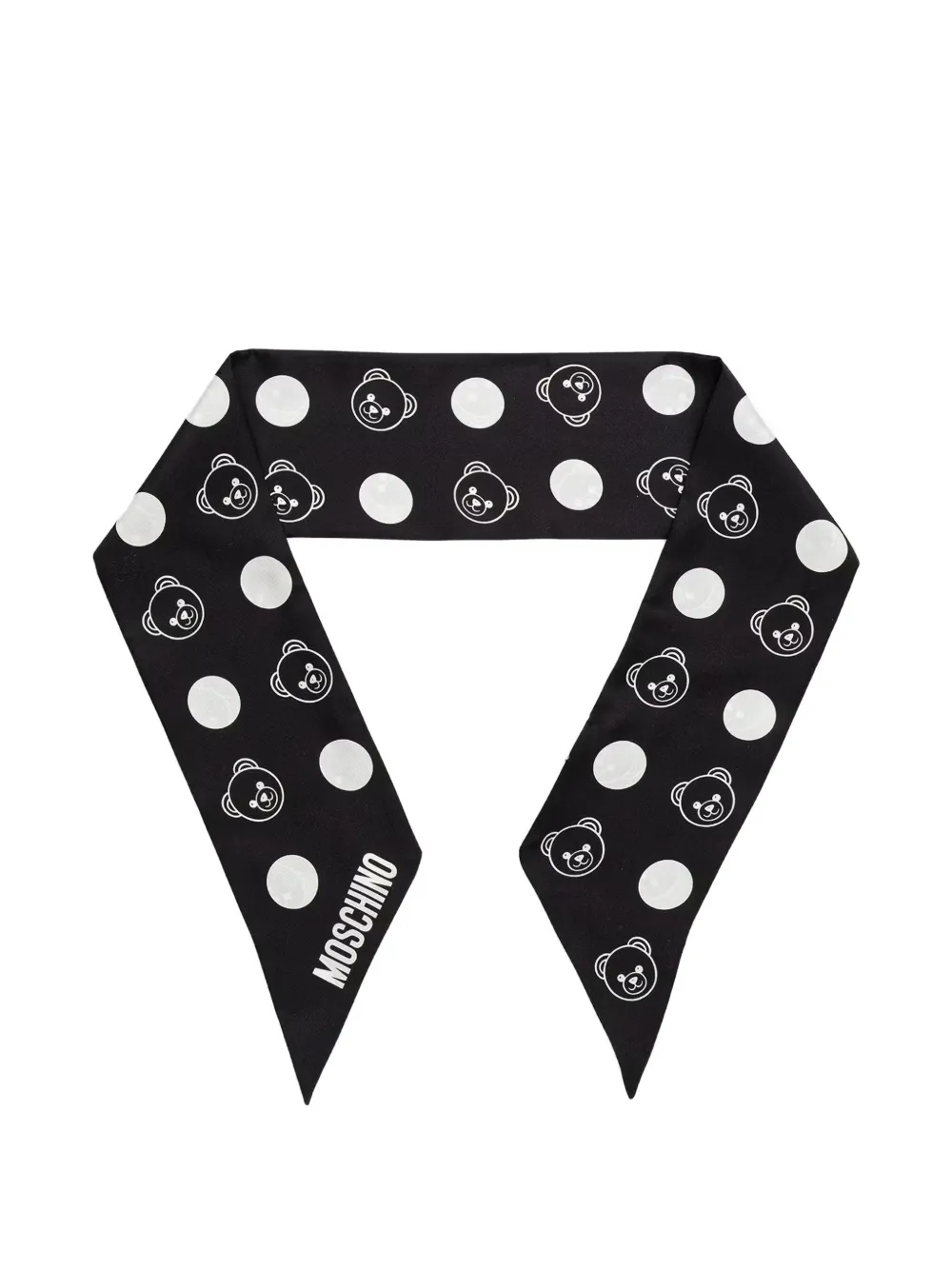 Moschino Teddy Bear-print polka-dot scarf - Nero