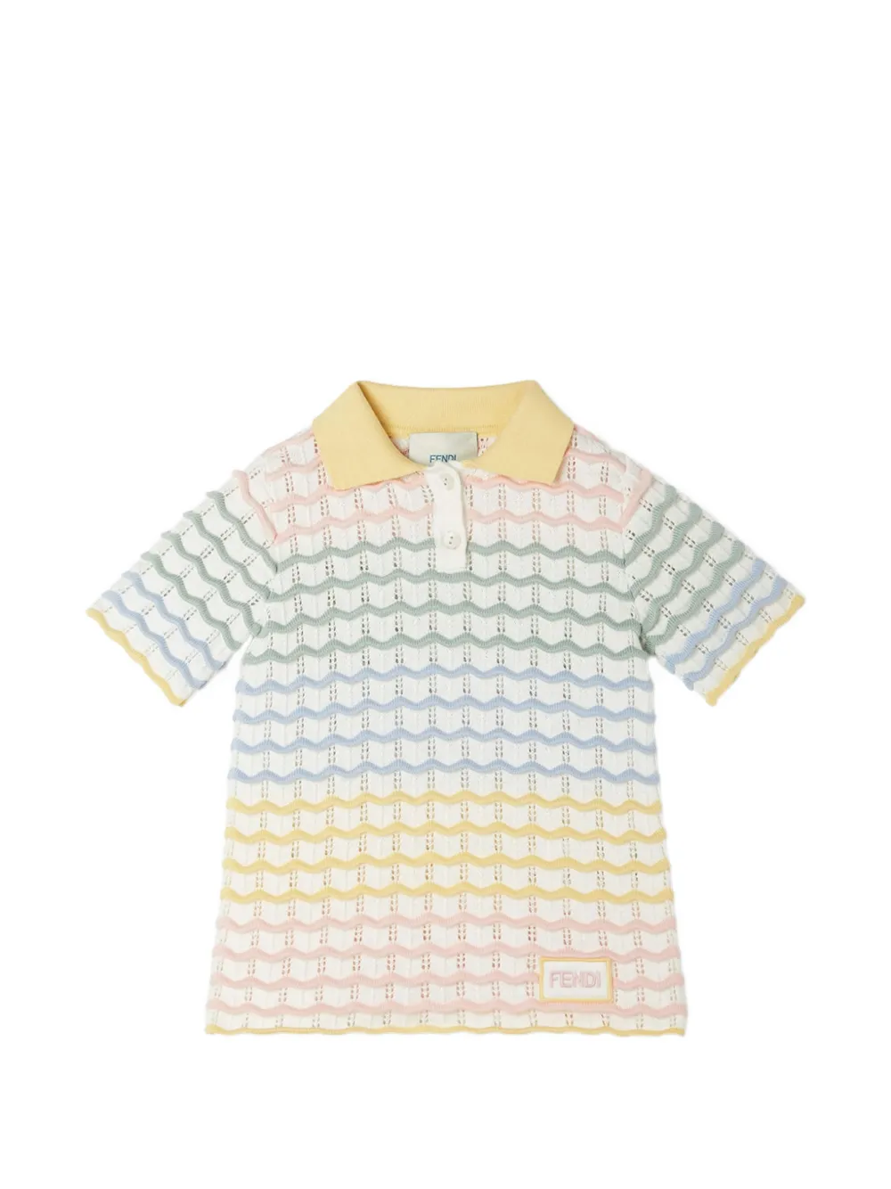 Fendi Kids chevron-knit polo-collar dress Wit