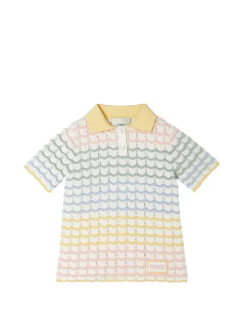 Fendi Kids Vestido polo de tricô chevron