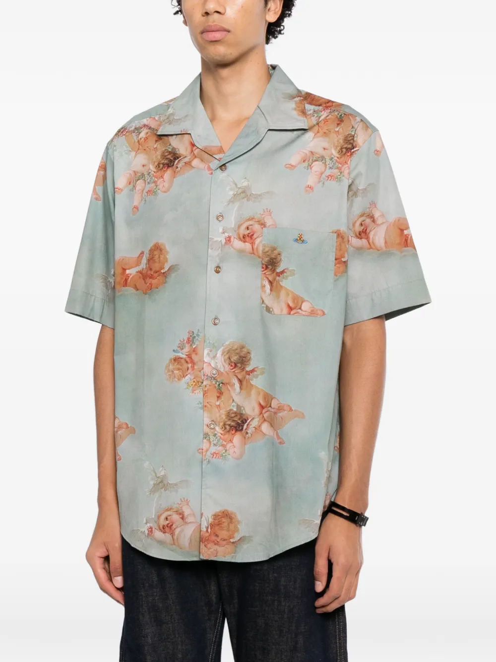 Vivienne Westwood Primavera Cherubs-print shirt Blauw