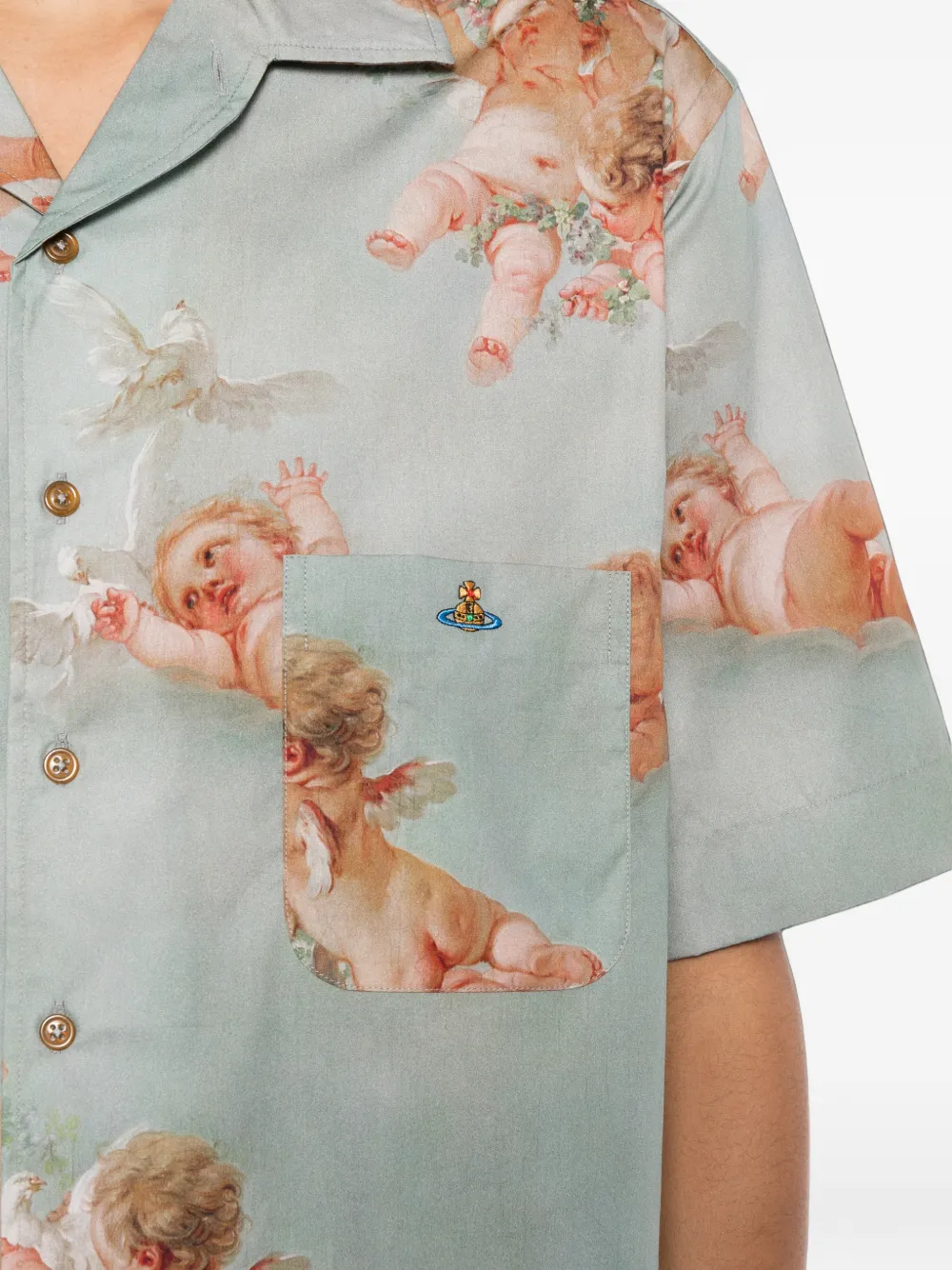 Vivienne Westwood Primavera Cherubs-print shirt Blauw