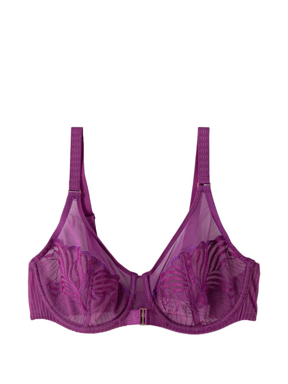 Chantelle Embroidered Mesh-panel Bra In Purple