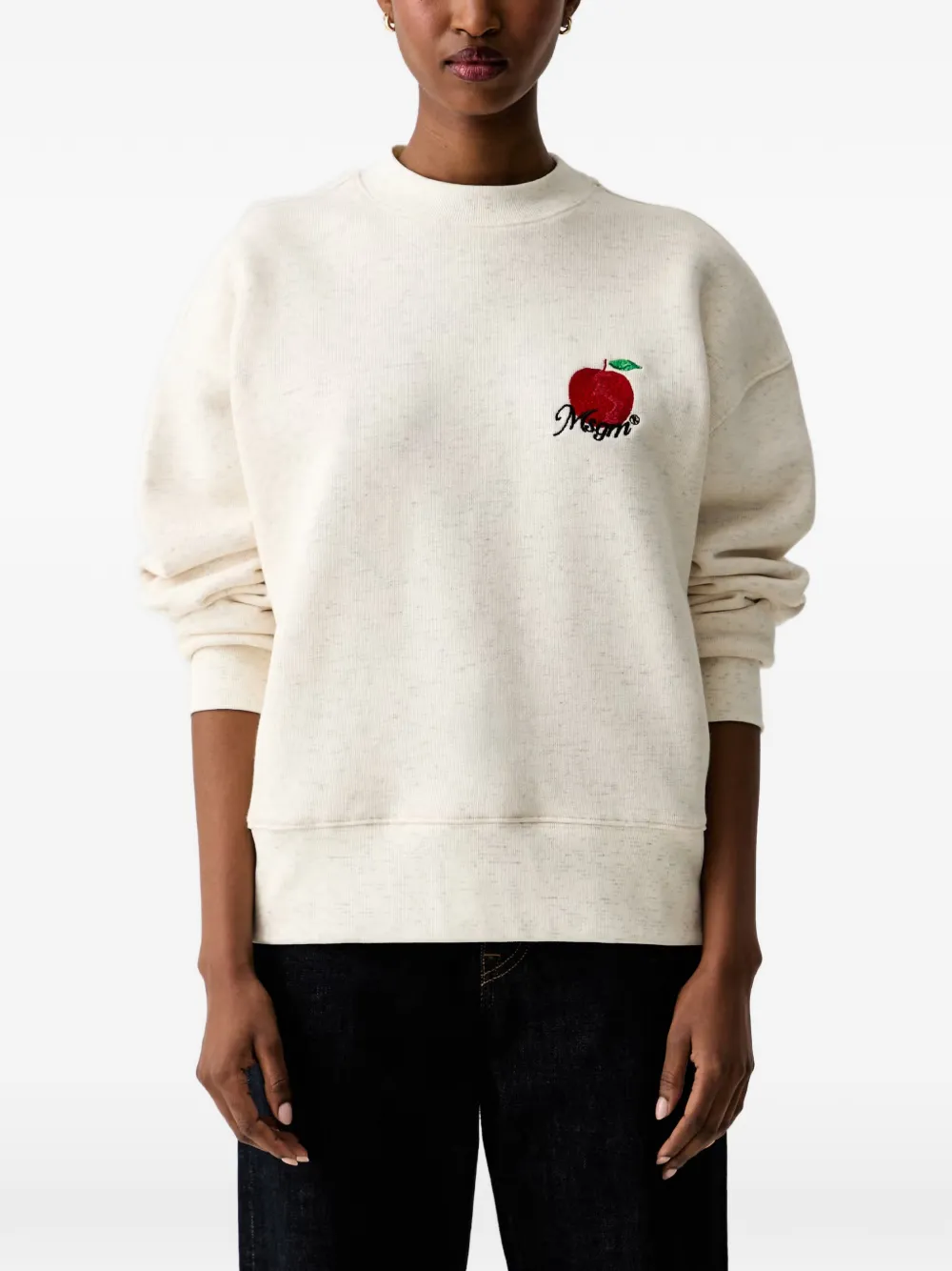 MSGM apple-embroidered sweatshirt - Weiß