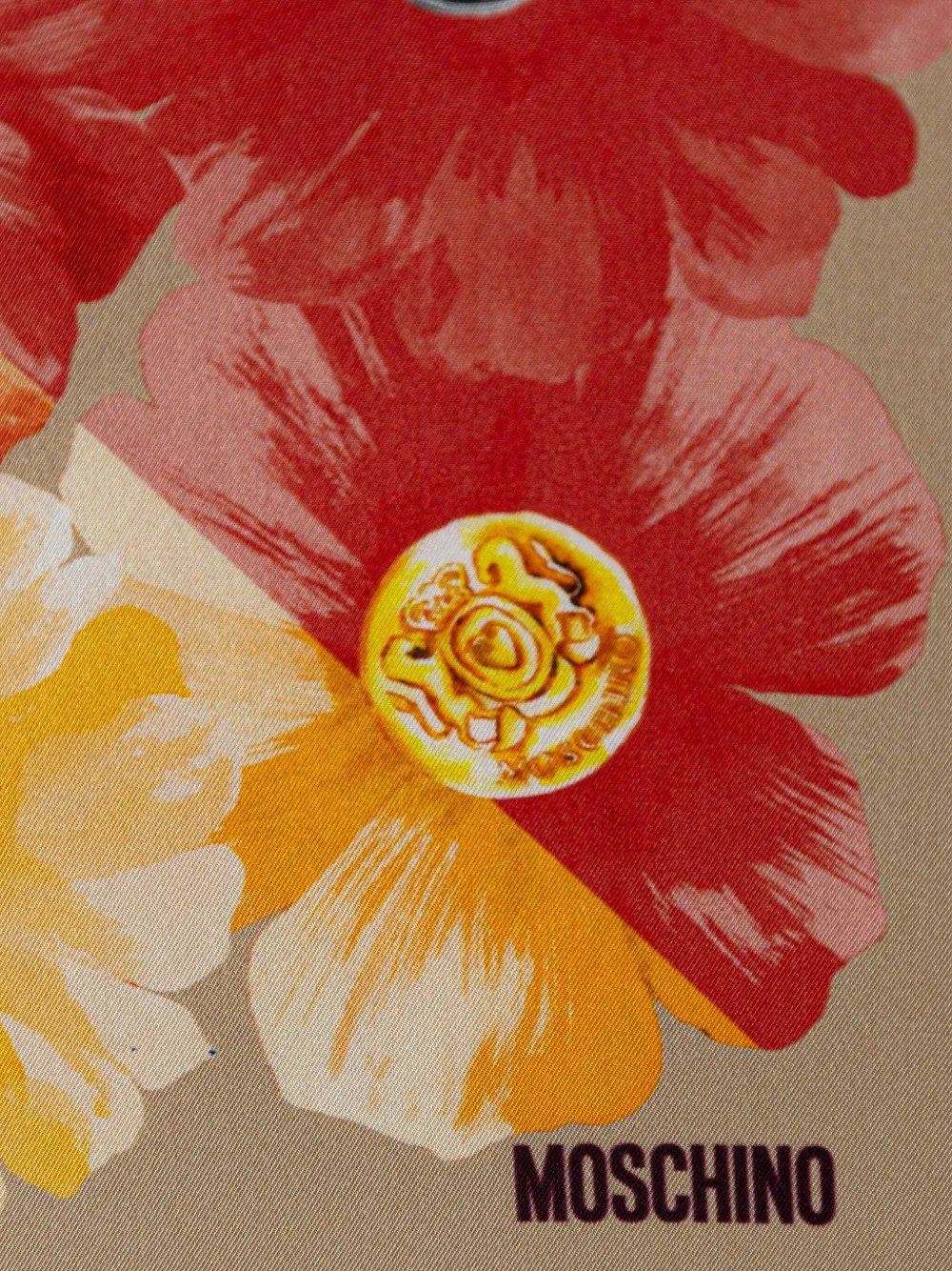 Moschino floral-print button-motif scarf Rood