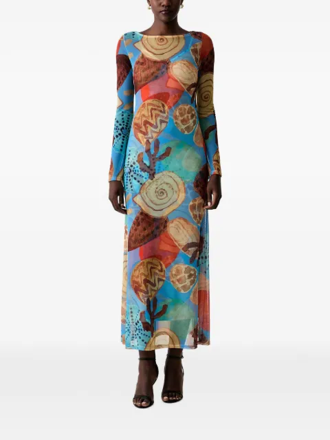 NEVER FULLY DRESSED abstract-print long-sleeved maxi dress