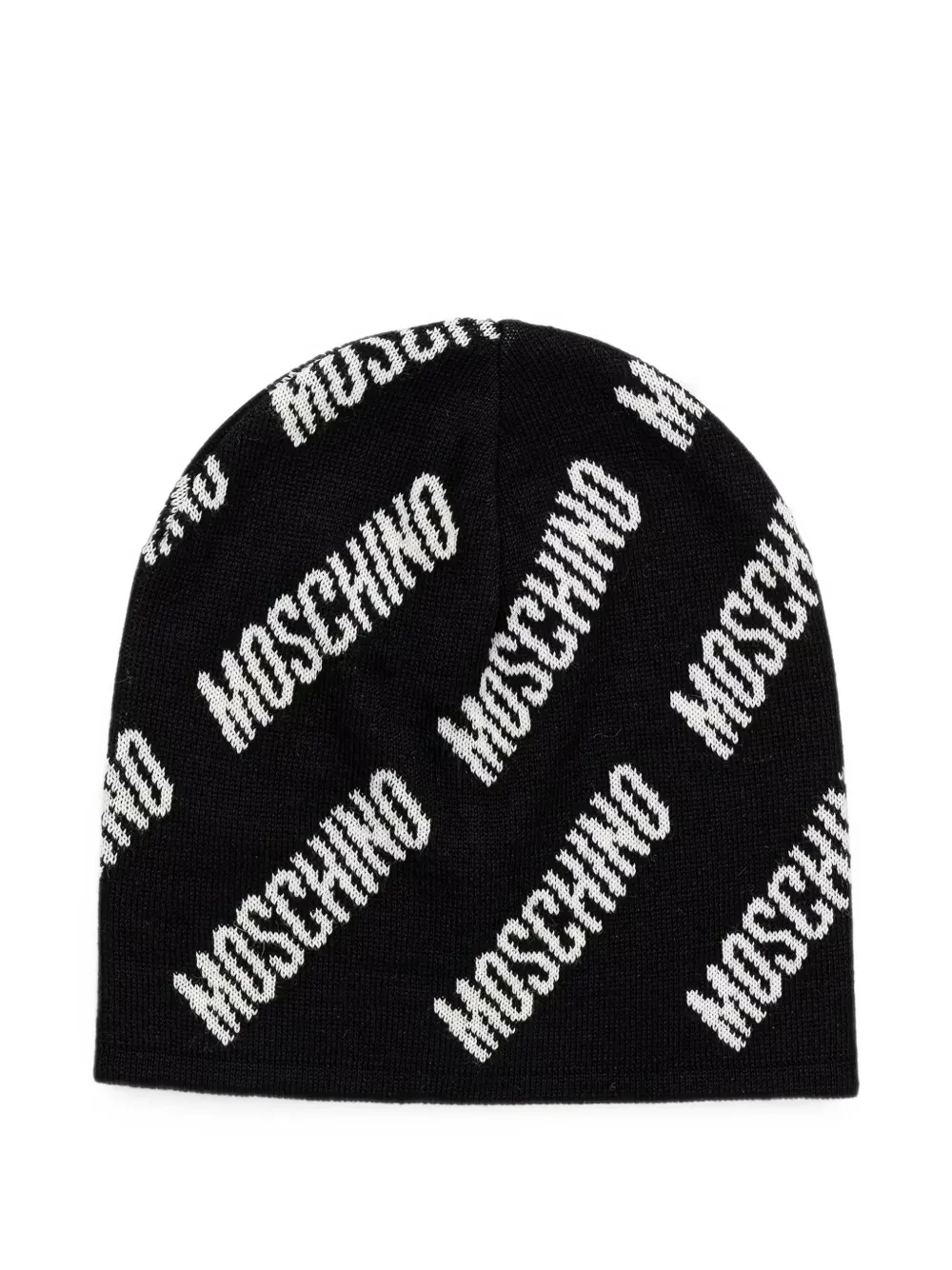 Moschino logo-intarsia beanie hat - Nero