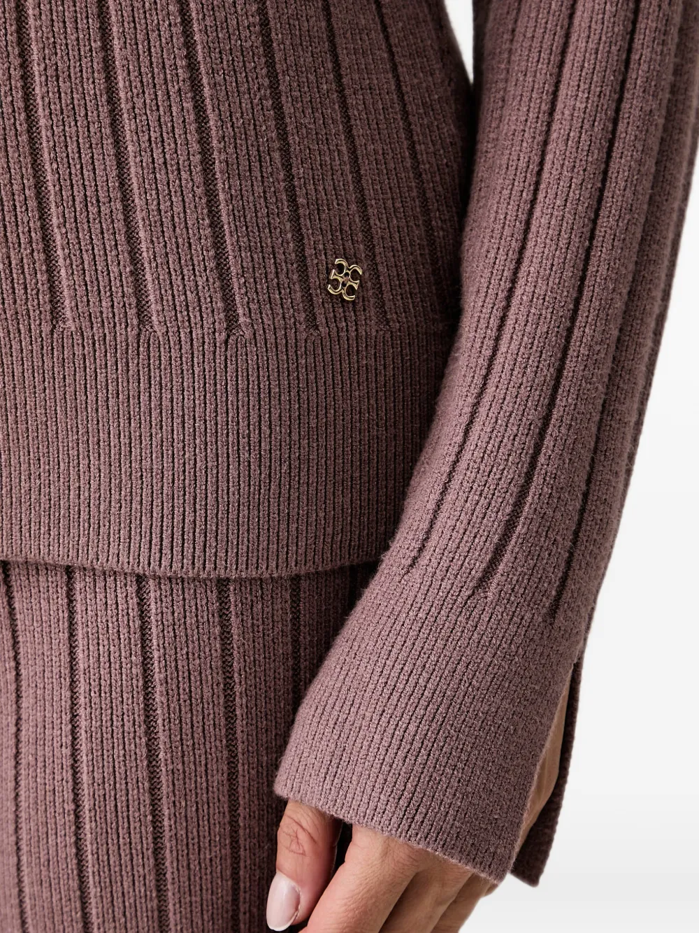 Chantelle Twist ribgebreide hoodie Paars