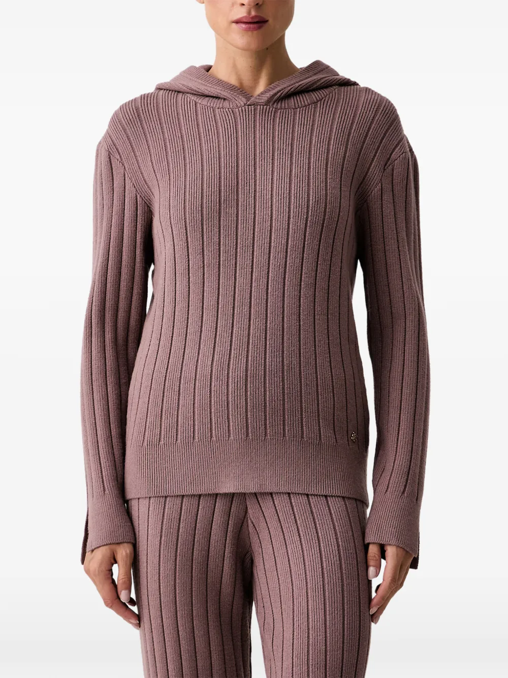 Chantelle Twist ribbed-knit hoodie - Violett