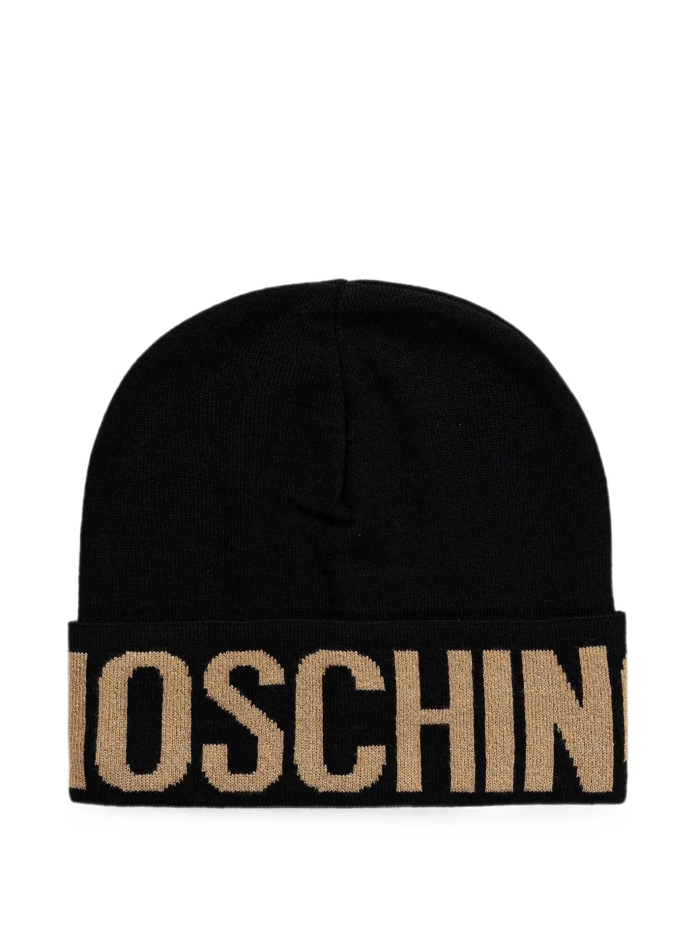Moschino logo-intarsia knitted beanie hat - Nero