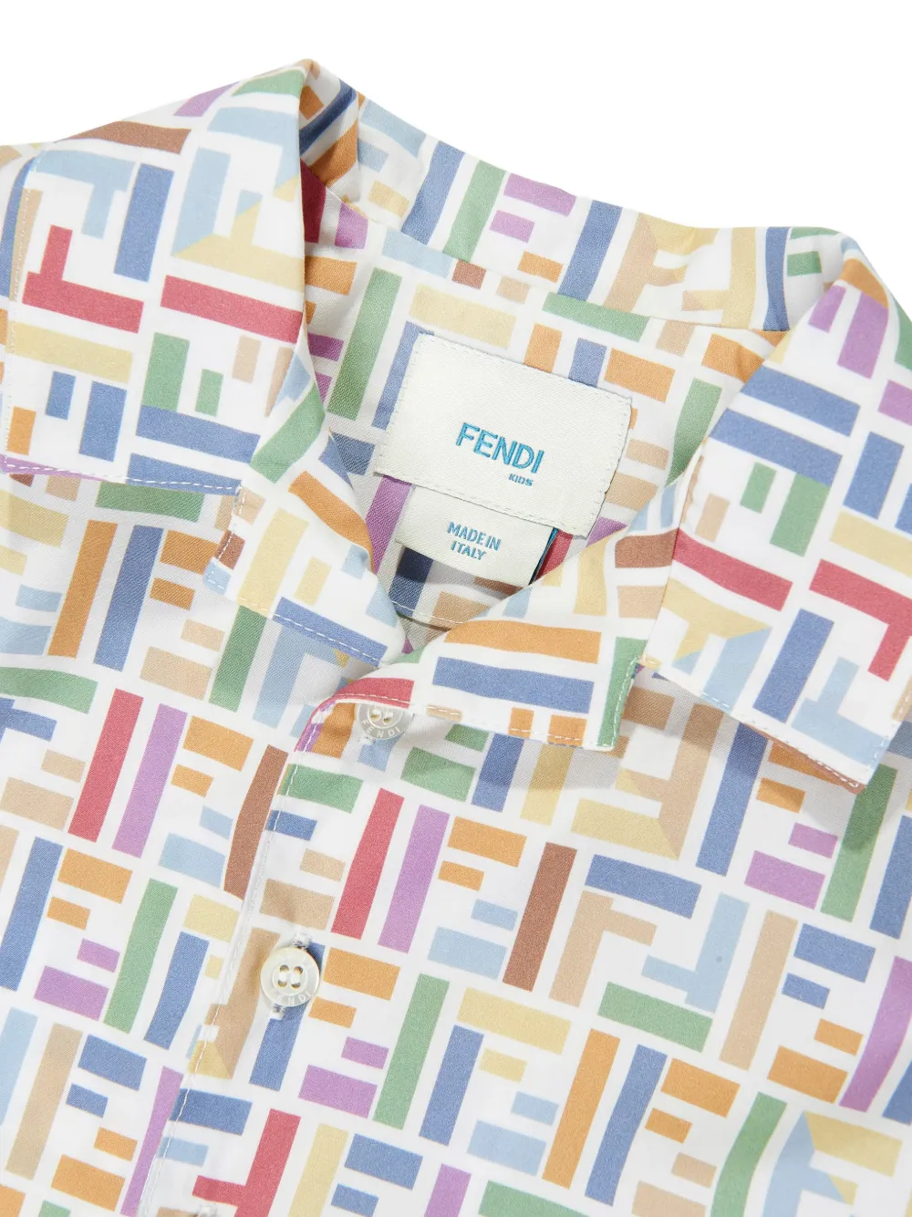 Fendi Kids ogo-print cotton shirt Wit
