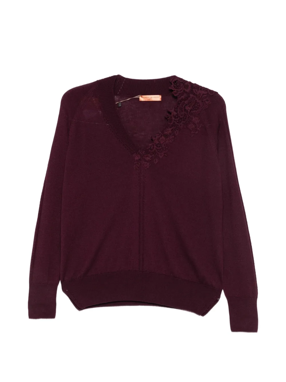 Ermanno Scervino Maglia lace-trimmed V-neck sweater - Viola