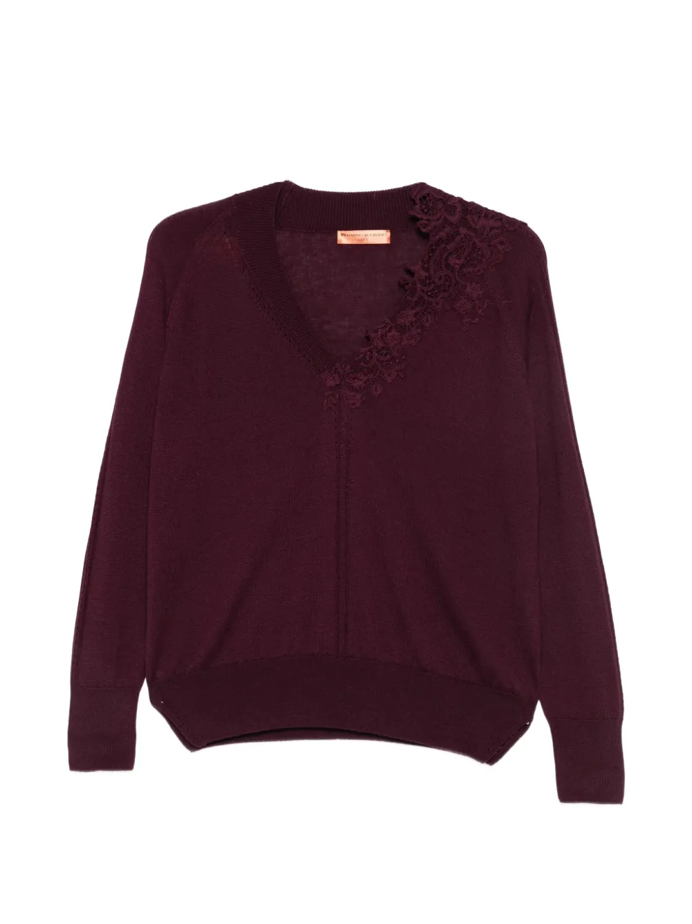 Ermanno Scervino Maglia lace-trimmed V-neck sweater - Viola