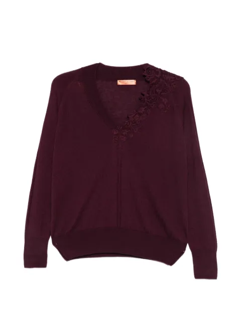 Ermanno Scervino Maglia lace-trimmed V-neck sweater