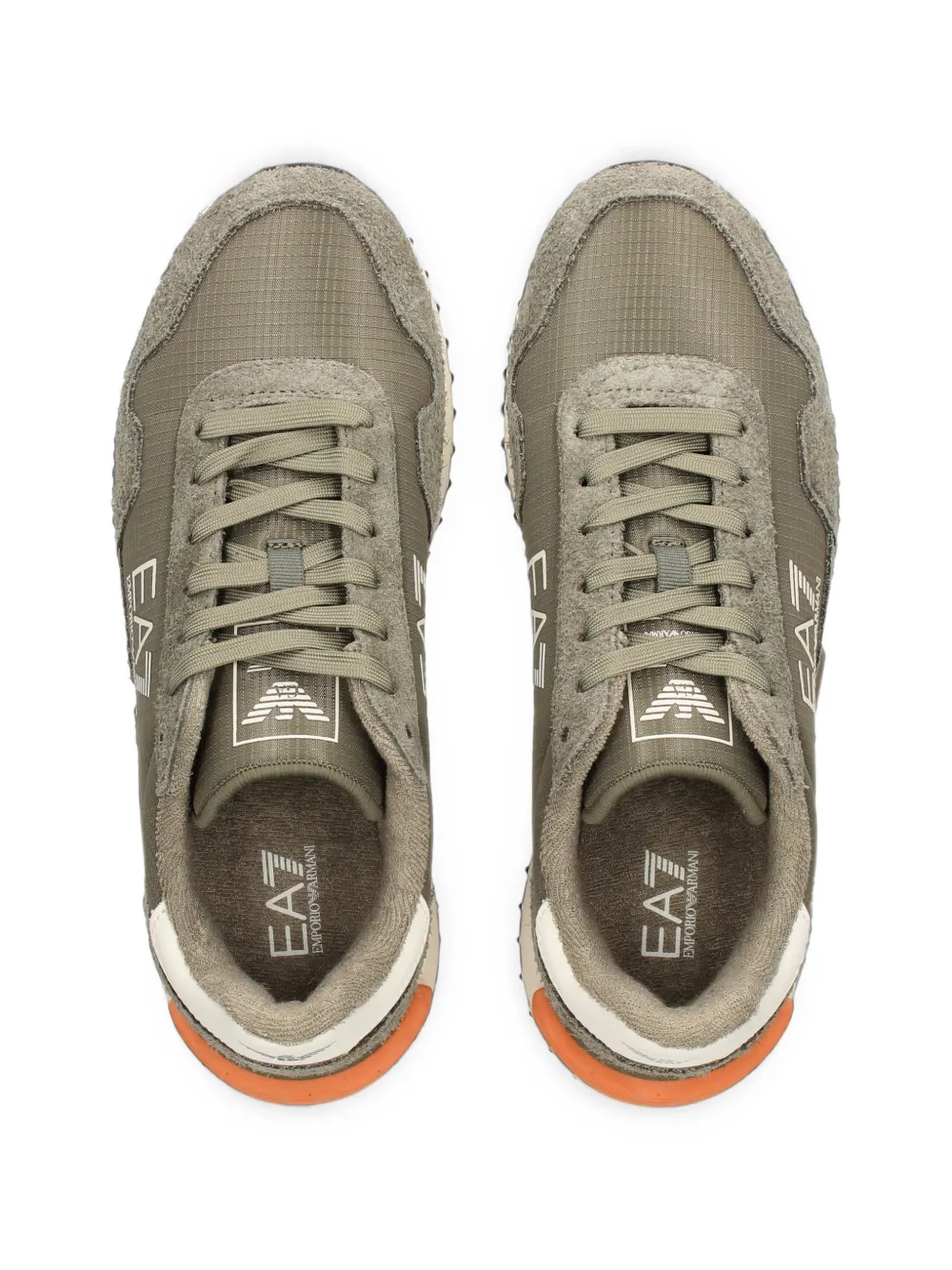Ea7 Emporio Armani logo-print panelled sneakers Groen