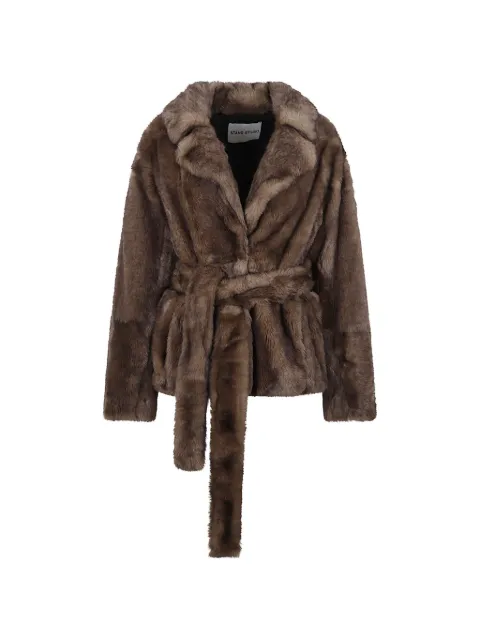 STAND STUDIO Silena faux-fur belted jacket