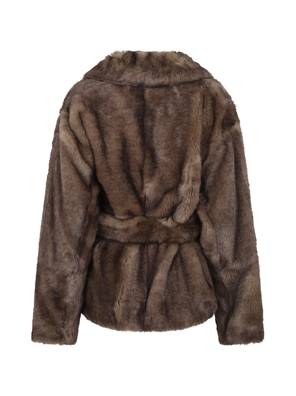 STAND STUDIO Silena faux-fur belted jacket Bruin