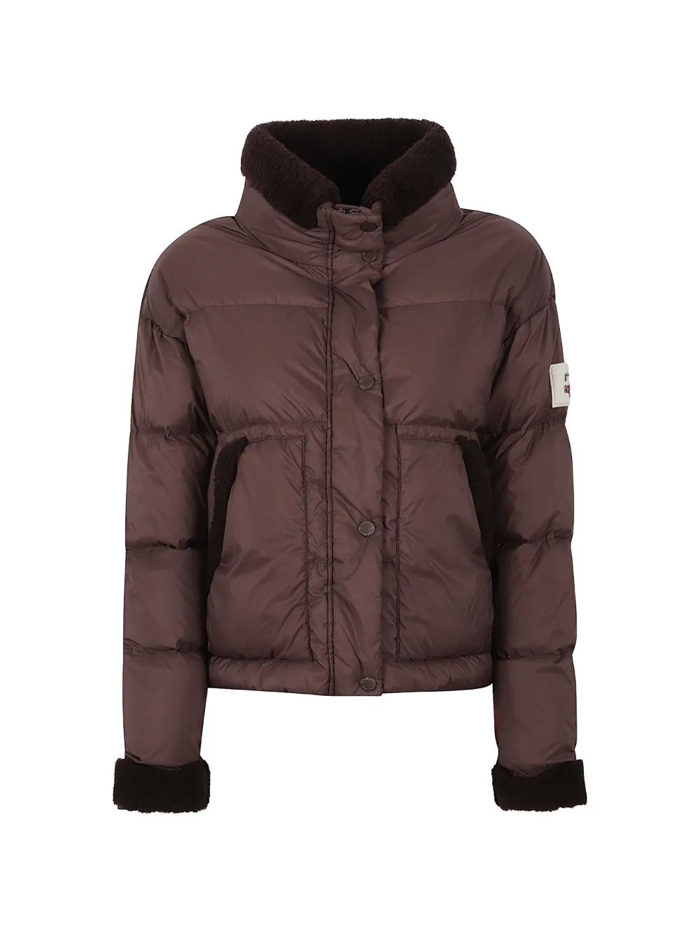 AFTER LABEL Ande quilted shearling-trim jacket - Braun