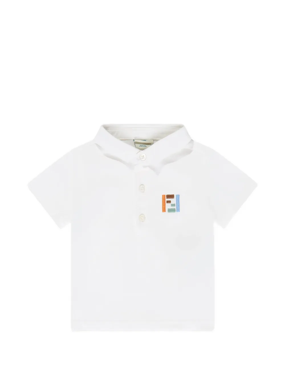 Fendi Babies' Logo-embroidered Polo Shirt In White
