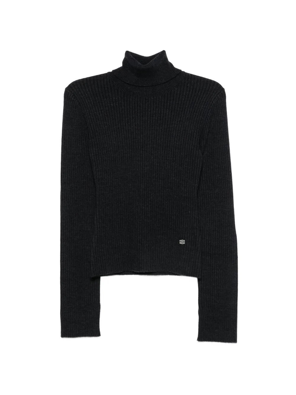 GANNI ribbed-knit roll-neck sweater - Grigio