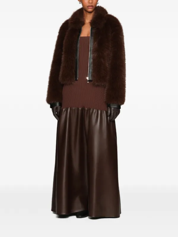 Et Ochs Faux-fur Panelled Coat in Brown