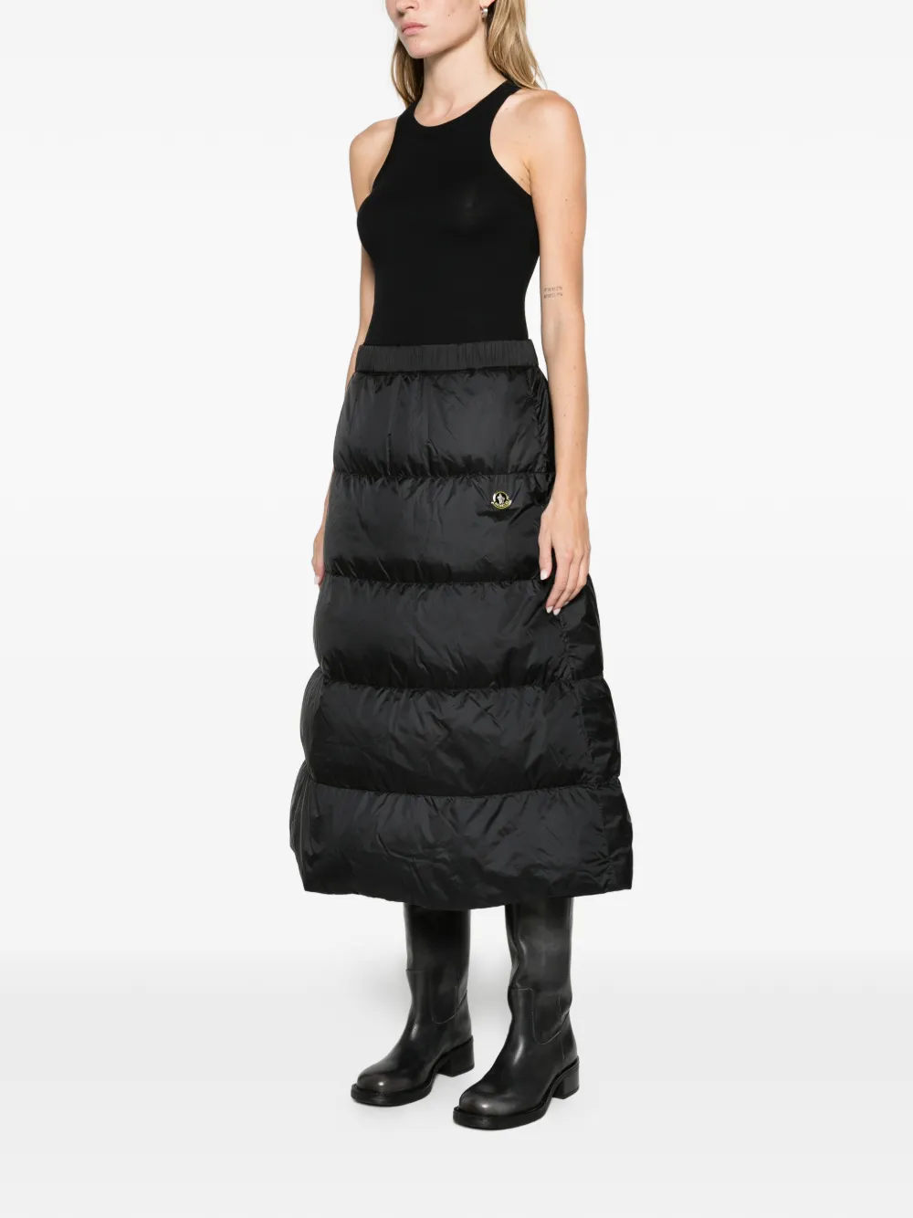 Moncler reversible wool twill padded midi skirt Zwart