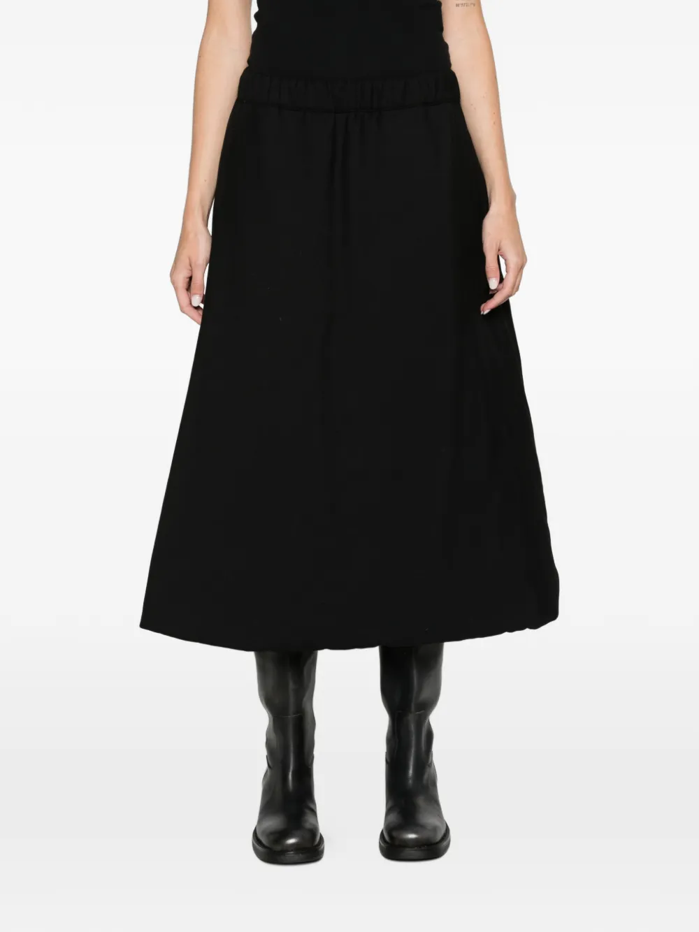 Moncler reversible wool twill padded midi skirt Zwart