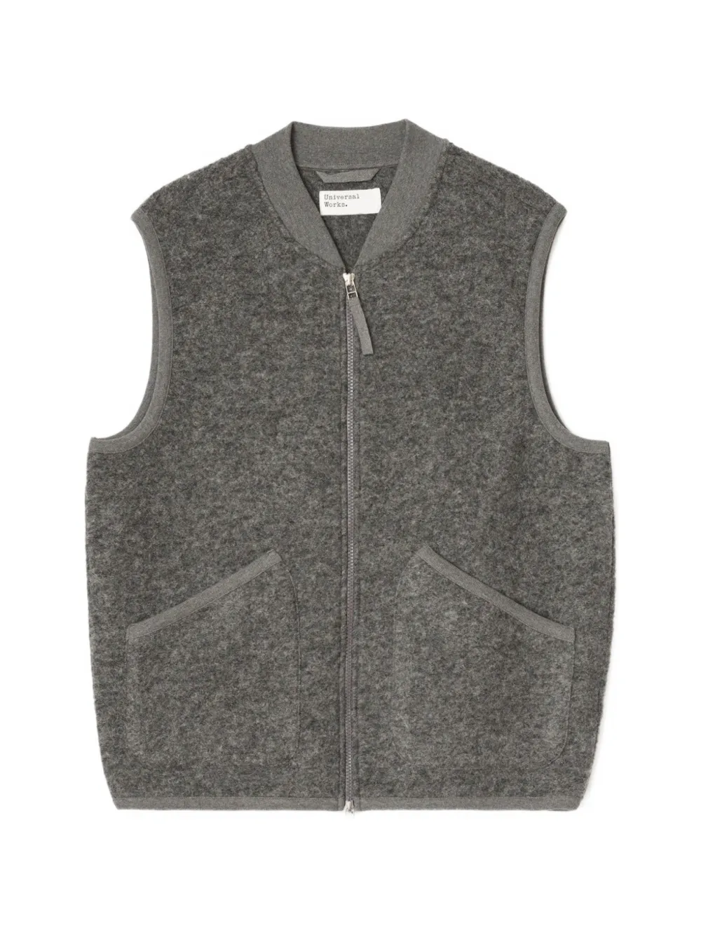 Universal Works zip-up ribbed-collar waistcoat - Grau