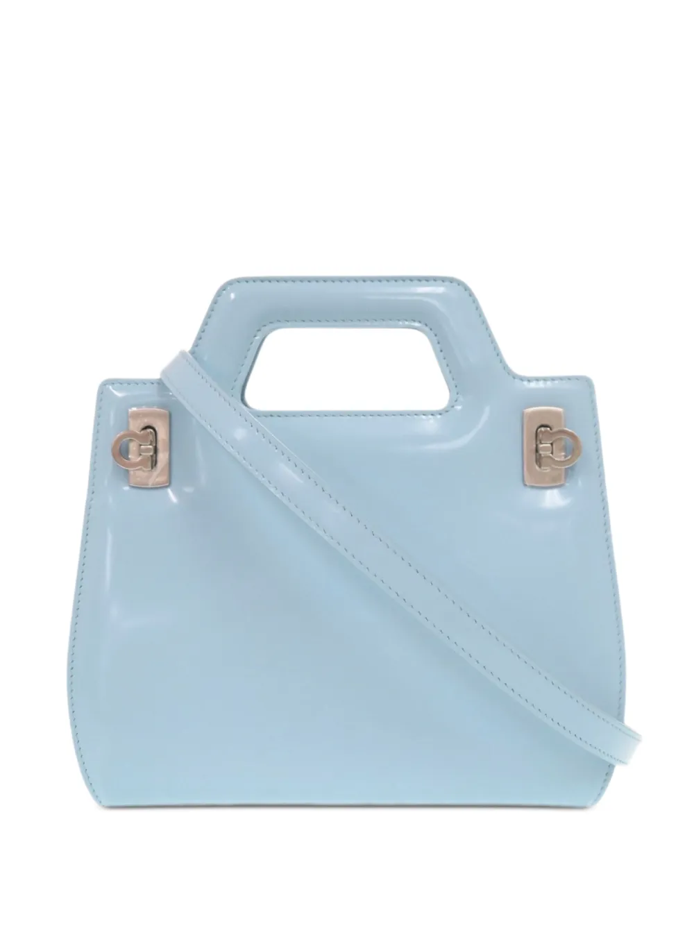 Ferragamo Pre-Owned Borsa a tracolla Wanda mini in pelle di vitello spazzolata con manico 2022-2026 - Blu