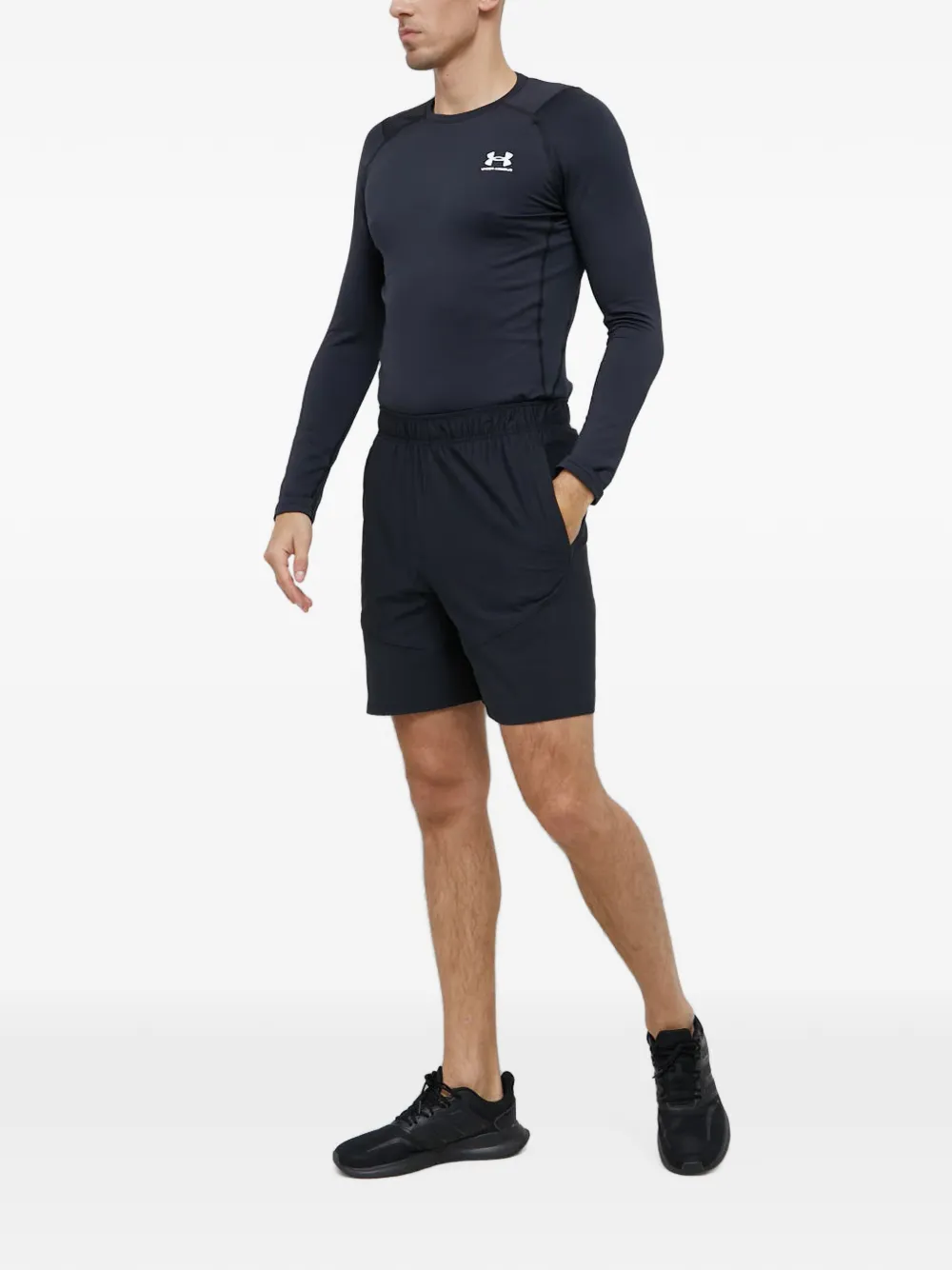 Under Armour ColdGear compressie T-shirt met lange mouwen en logoprint Zwart